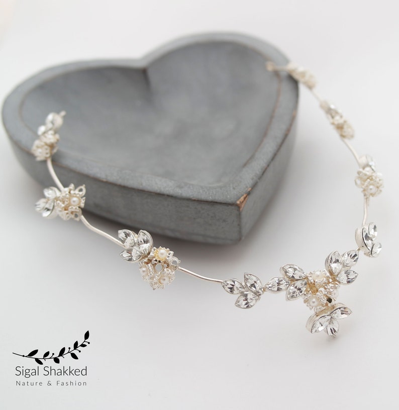 Wedding Hair Vine Bridal Crystal Wreath Boho Headpiece Forehead Band Bridal Tiara Wedding Crown Crystal Wreath Pearl Hair Wreath