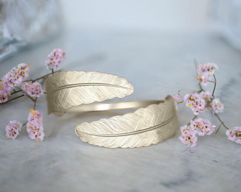 Upper Arm Cuff Bracelet Feather Cuff Bracelet Gold Bridal Etsy Israel