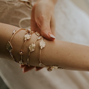 Boho Gold Crystal Bridal Arm Cuff Bracelet, Leaf Arm Band, Greek Goddess Lower Arm Bracelet, Arm Bangle, Bridesmaid Bracelet, Warp Bracelet