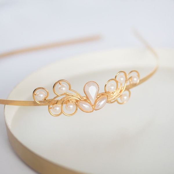 Decorative Headband, Pearl Bridal Headband, Wedding Headpiece, Wedding Headband, Romantic Headpiece, Gift Hor Her, Gift For Girlfriend,