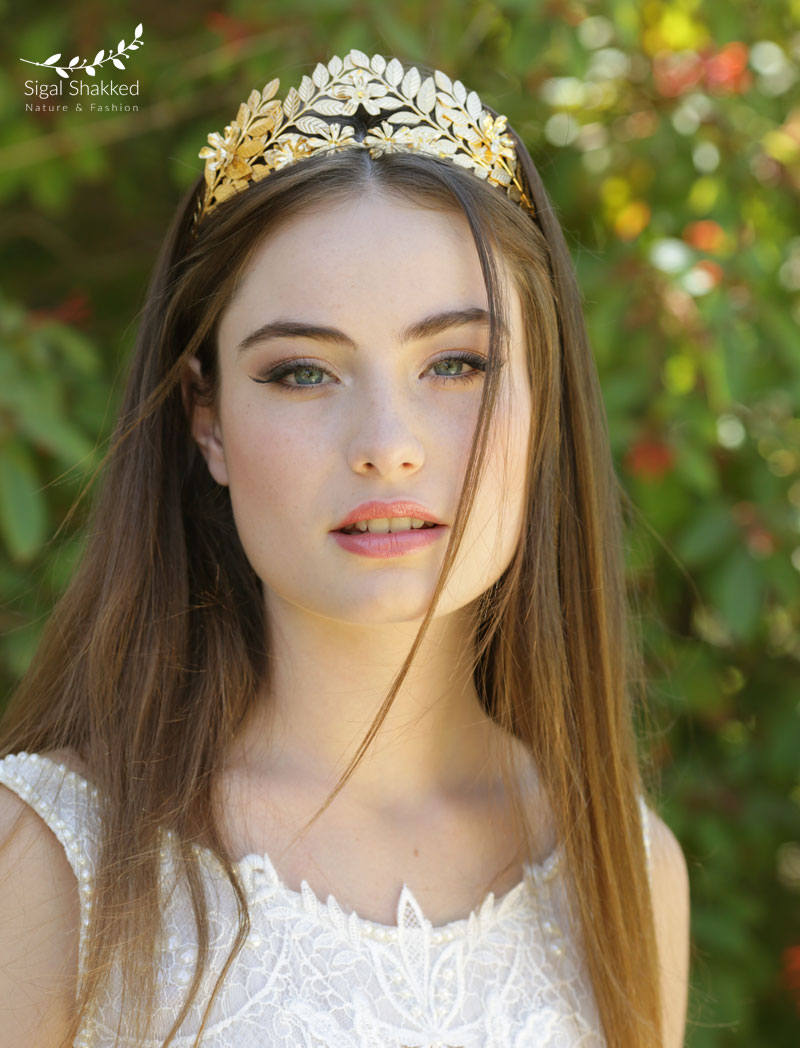 Corona Dea In Argento Con Foglie | Fascia Capelli Sposa - Hoshisea - Foto 8
