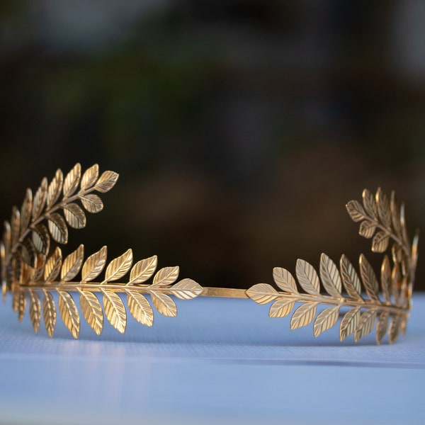 Greek Crown, Laurel Leaf Crown, Bridal Gold Leaf Crown, Gold Tiara, leaf Headpiece, Bridal Headpiece, Wedding Headpiece, Leaf Headband, Boho