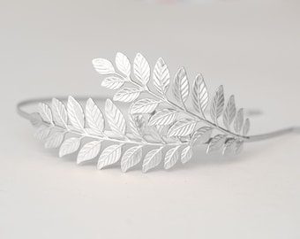 Silver Greek Crown, Goddess Crown, Bridal Leaf Crown, Gold leaf Headpiece, Bridal Headpiece, Wedding Headpiece, Leaf Headband, Greek Tiara