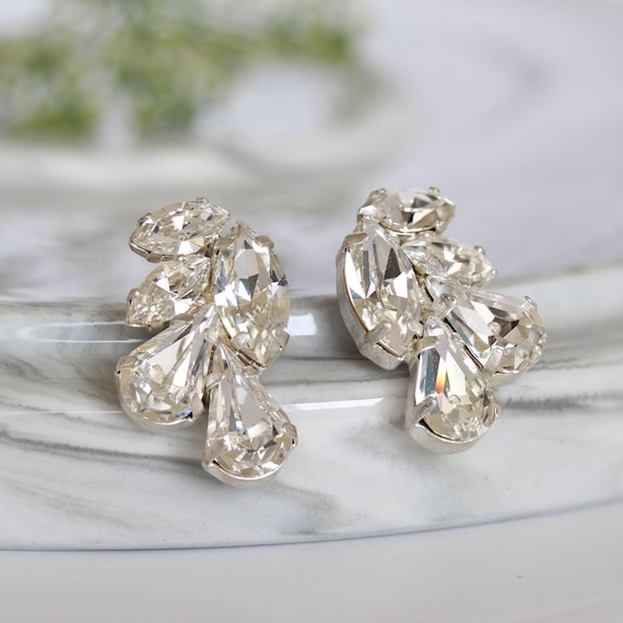 Swarovski Bridal Crystal Earrings Wedding Earrings Bridal | Etsy