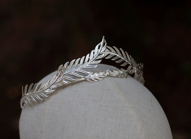 Silver Laurel Leaf Crown, Greek Goddess Silver Halo Crown, Bridal Leaves Headband, Grecian Tiara, Silver Leaf Headpiece, Silver Leaf Tiara image 5