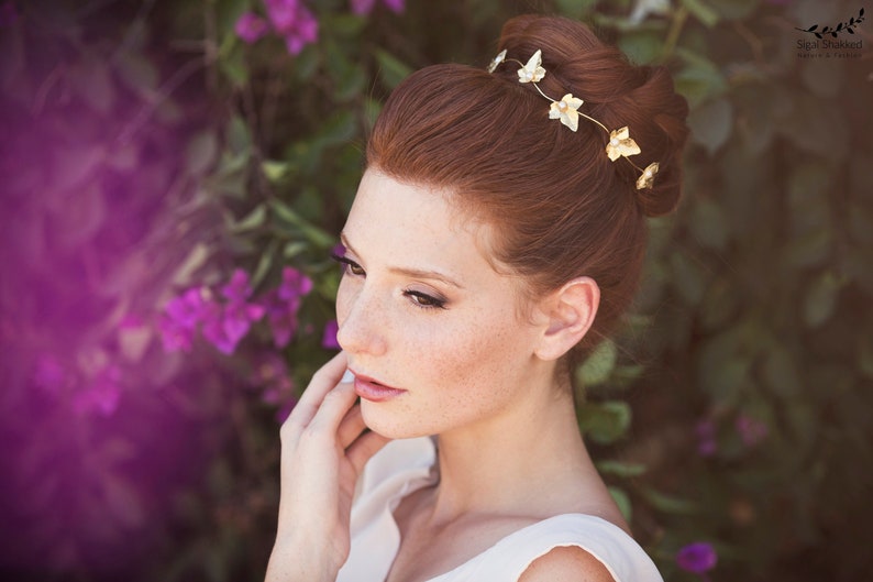 Bridal Tiara Boho Headpiece Bridal Hair Accessory Gold Headband Gold Pearl Wreath Bridesmaid Band Bridal Hair Leaves Bridal Headband
