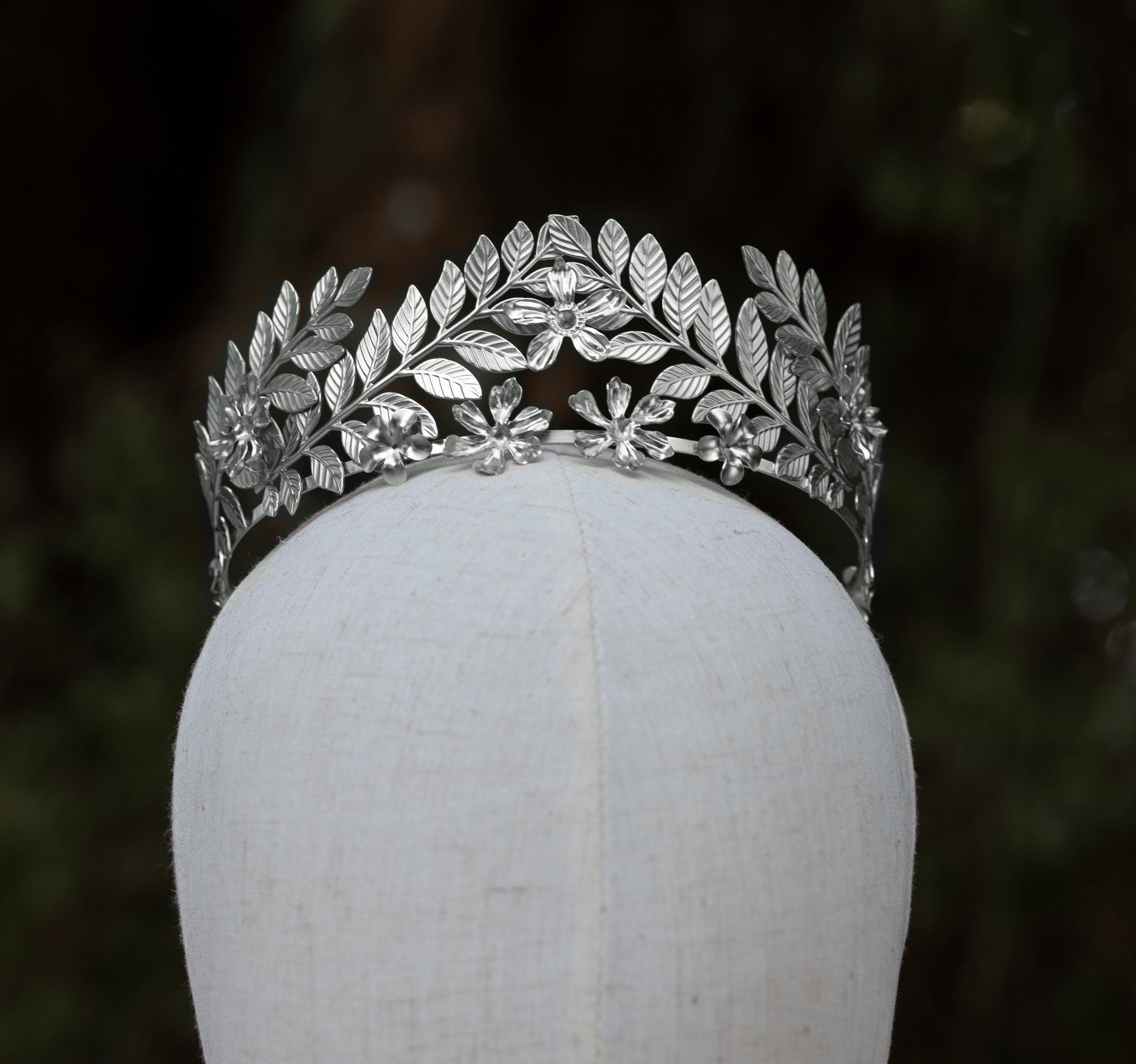 Bridal Leaf Headpiece, Silver Hair Wreath, Goddess Leaf  display picture 3