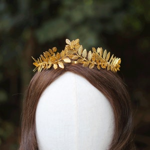 Bridal Laurel Leaf Gold Halo Crown, Greek Goddess Olive Headpiece, Wedding Crown Headband, Roman Hair Vine Headpiece, Laurel Wreath Tiara