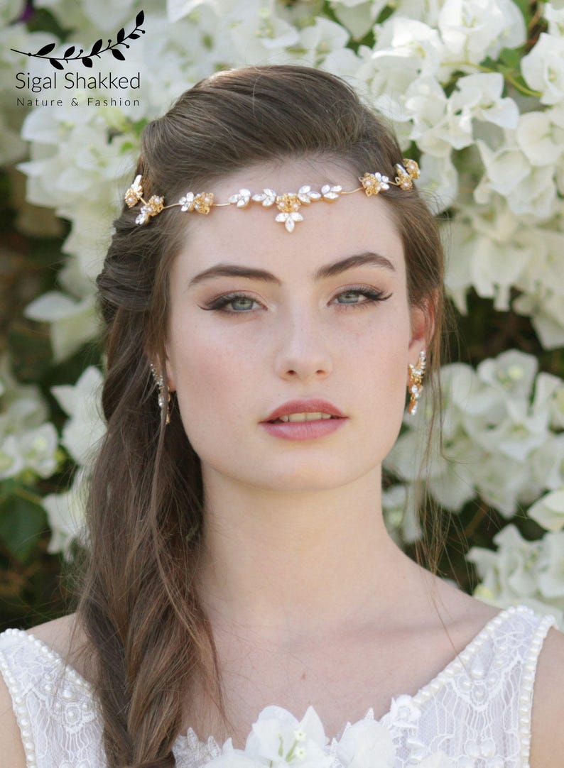 Wedding Tiara Bridal Forehead Band Wedding Hair Piece Etsy