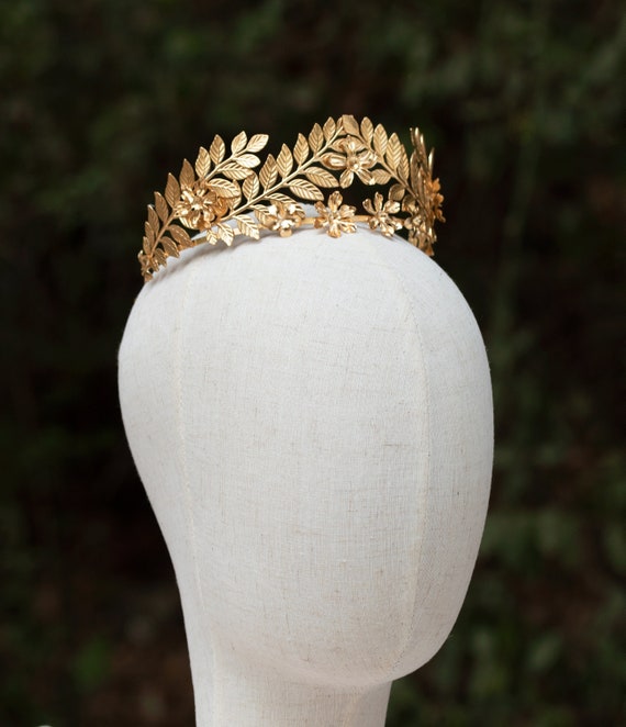 Corona Dea Argento Con Foglie Di Alloro - Fascia Capelli Sposa E Damigella | Accessorio Nuziale Elegante