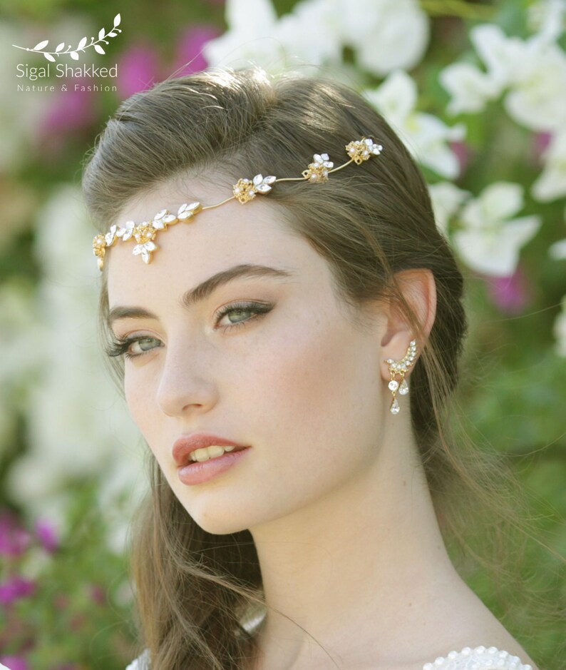Wedding Tiara Bridal Forehead Band Wedding Hair Piece Etsy