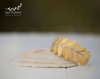 Greek Cuff Bracelet, Gold Arm Cuff, Wedding Bracelet, Leaf Bracelet, Upper Cuff, Gold Leaf Bracelet, Gold Arm Bangle, Boho Cuff Bracelet