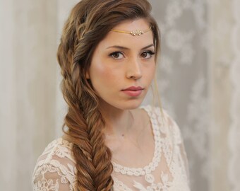 6 Fascie Testa Boho In Oro Con Cristalli - Copricapo Sposa, Feste, Taglia Regolabile 52cm