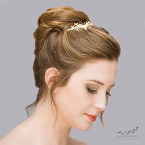 Bridal Headpiece, Gold Headband, Bridal Headband, Delicate Headpiece, Wedding Headpiece, Wedding Headband, Pearl Headpiece, Boho headband image 3