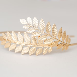 Tiara griega, diadema de hojas de oro, corona de bosque, corona griega, tocado griego, diadema boho, corona de hojas de laurel, diadema de hojas