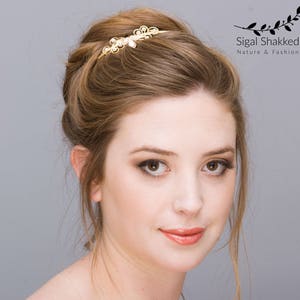 Bridal Headpiece, Gold Headband, Bridal Headband, Delicate Headpiece, Wedding Headpiece, Wedding Headband, Pearl Headpiece, Boho headband image 4