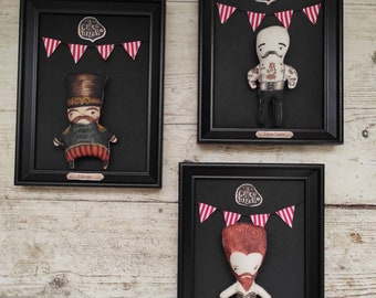 frame Freak Show Circus Doll Old Style Vintage Look, homedecor, prefect gift, tattoo