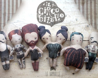 6 séries Circus Dolls Freak Show Old Style look vintage avec tatouages