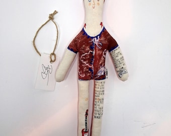 Bambola artistica ispirata a David Bowie, dipinta a mano, pezzo unico da collezione, regalo fan musica
