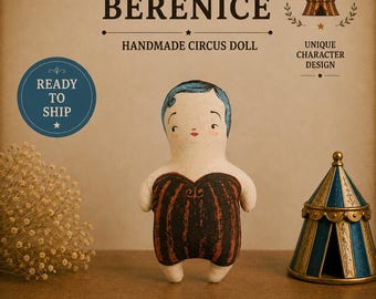 6 Circus Dolls Set, Freak Show Vintage Style, Handmade Cotton