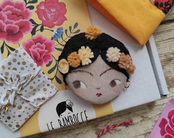 FRIDA box with hand painted brooch,women's day gift,8th March,woman, mom