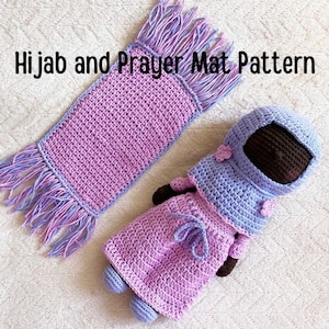 PATTERN DOWNLOAD -- Hijab and Prayer Mat Crochet Pattern For Doll -- Muslim Hijab Doll Pattern -- Islamic Doll Accessories -- PDF