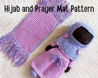 PATTERN DOWNLOAD -- Hijab and Prayer Mat Crochet Pattern For Doll -- Muslim Hijab Doll Pattern -- Islamic Doll Accessories -- PDF