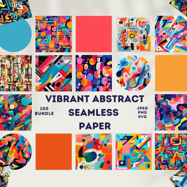 VIBRANT ABSTRACT SEAMLESS Paper | Bight Colorful Pattern | Print on Demand | Scrapbook Craft Paper | PatternHacktivist