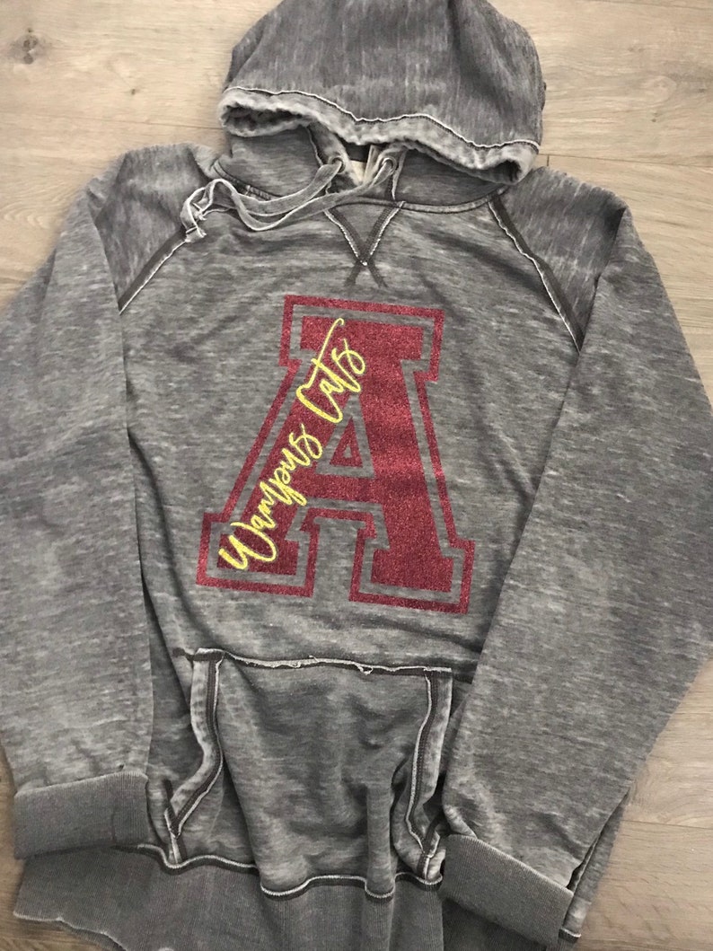 Custom School Hoodie Distressed/vintage Charcoal Hoodie Custom Etsy