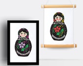 Russian Doll illustrated A5 print