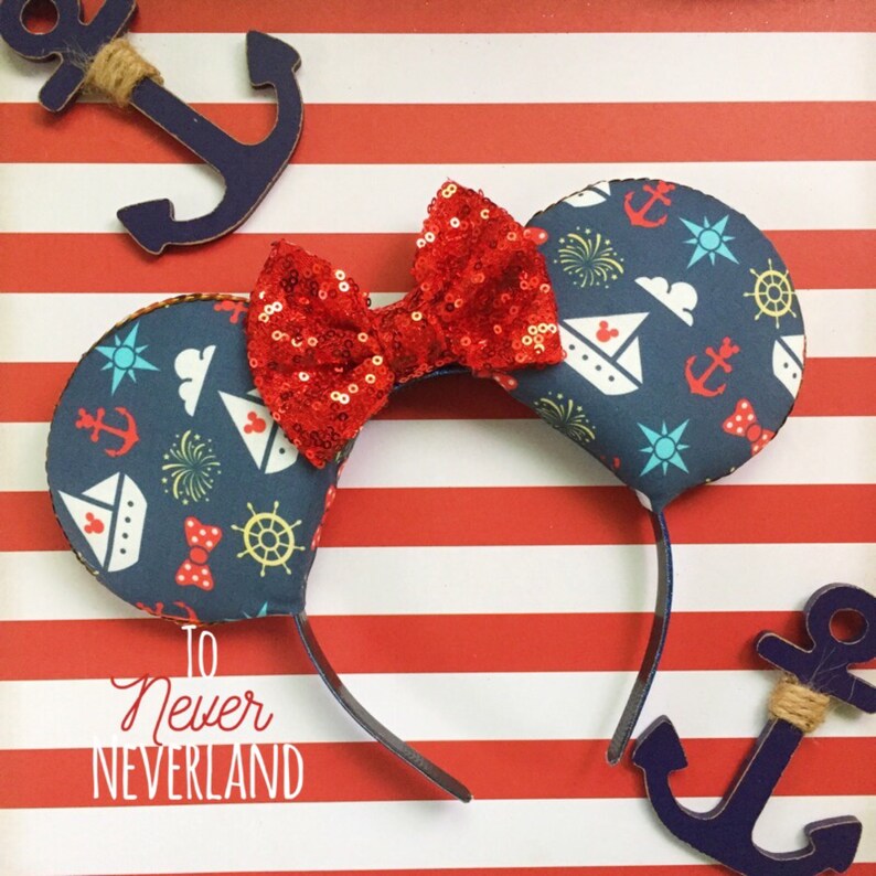 Disney Cruise Ears Nautical Mickey Ears Mickey Mouse Ears Etsy