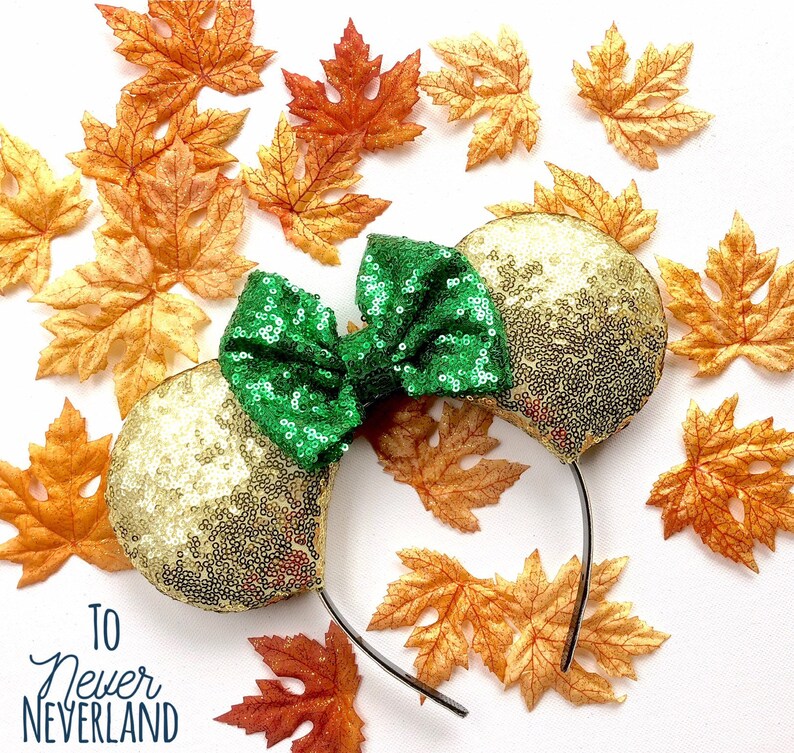 Gold and Green Mickey Ears Gold Sequin Minnie Ears Winter | Etsy