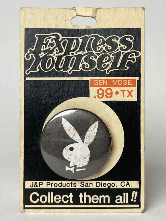 Rare Vintage Playboy Button Express Yourself pin … - image 2