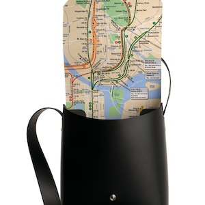 NYC Crossbody Bag - Recycled Leather with Real NYC Subway Map (MTA Officially Licensed)