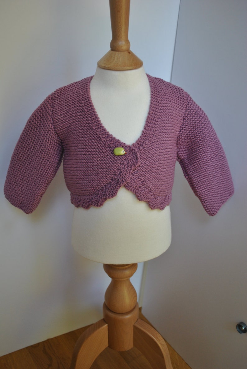 Hand knitted baby bolero cardigan with cashmere in dusky pink Etsy