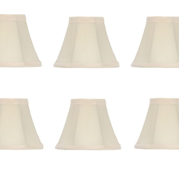 Set of 6 Chandelier Lamp Shades Bell Shape 5 Inch Eggshell Silk