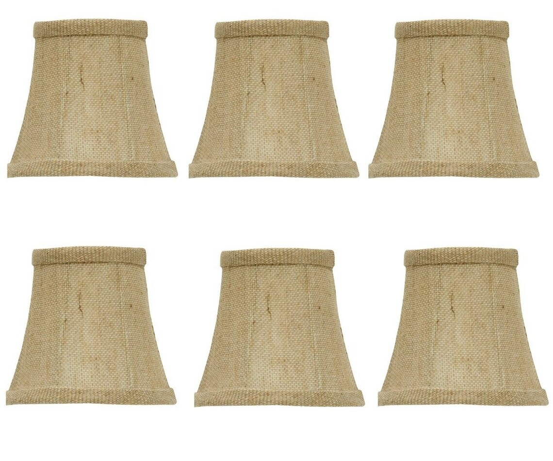 Set of 6 Chandelier Lamp Shades 4 Inch Sand Belgium Linen - Etsy