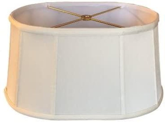 Off White 16 Inch Shallow Retro Oval Washer Lampshade With