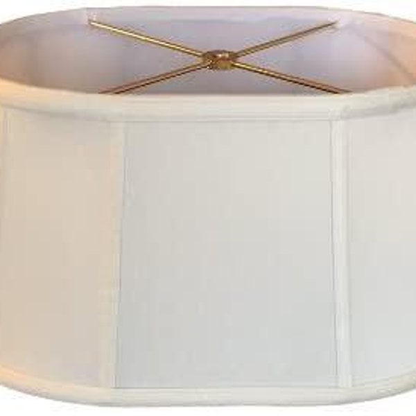 Off White 16 Inch Shallow Retro Oval Washer Lampshade with Matching Harp and Finial