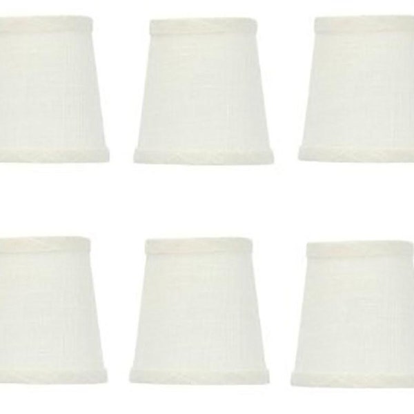 White Linen 4 pulgadas Retro Drum Clip On Chandelier Lampshades (Juego de 6)