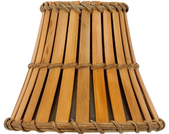 Bamboo Style 6 Inch Mini Clip On Chandelier Lamp Shade 3x6x5