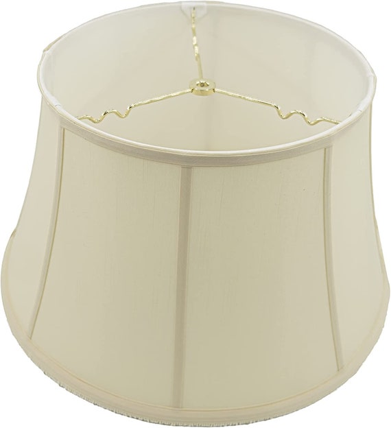 Shantung 17 Inch Modified Bell with Fringe Floor Lamp Shade Eggshell