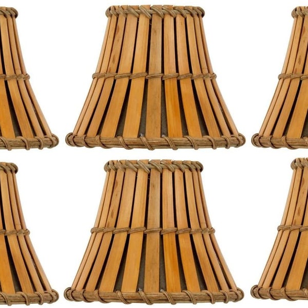 Bamboo Style 6 Inch Mini Clip On Chandelier Lamp Shades (Set of 6)