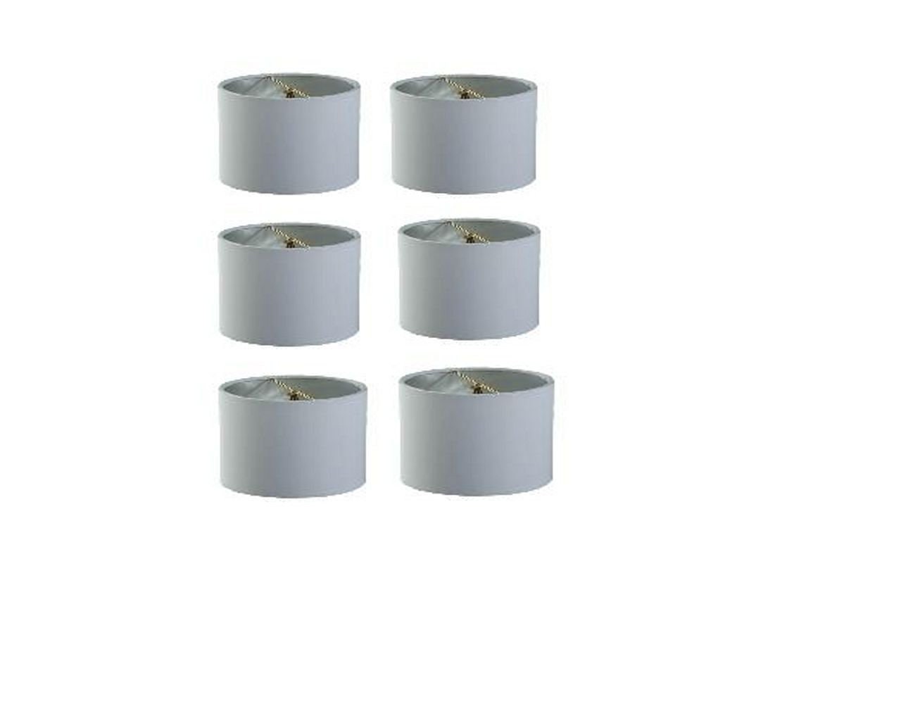 5 Inch Retro Barrel Drum Clip on Chandelier Lampshade Set of 6 White Linen