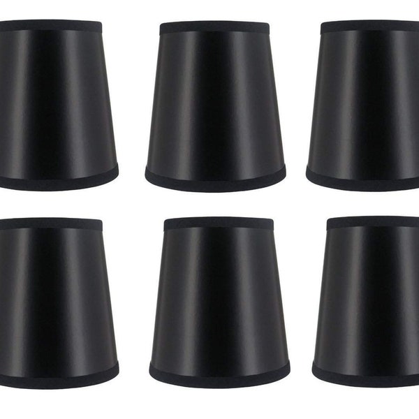 Black with Gold Interior 4 Inch Barrel Drum Clip On Chandelier Shades (set of 6)