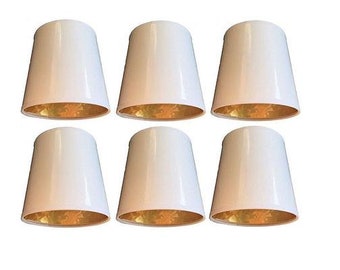 Upgradelights Set of Six White with Gold 5 Inch Clip On Chandelier Lampshades