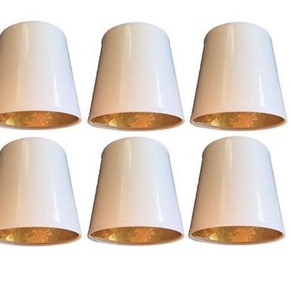 Upgradelights Set of Six White with Gold 5 Inch Clip On Chandelier Lampshades