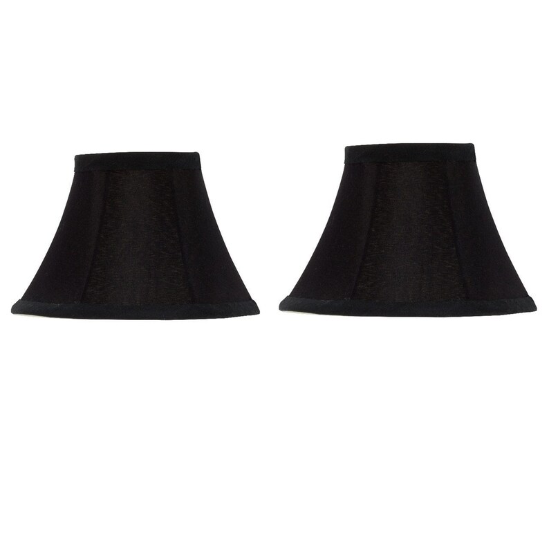 Set of 2 Chandelier Lamp Shades 6 Inch Black Silk With Gold Etsy