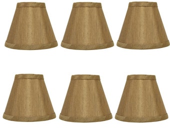 Bronze Silk Empire 5 Inch Clip On Chandelier Lamp Shade Set of Six Shades
