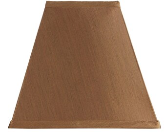 Bronze Silk Six Inch Square Mission Style Nickel Clip On Chandelier Lampshade